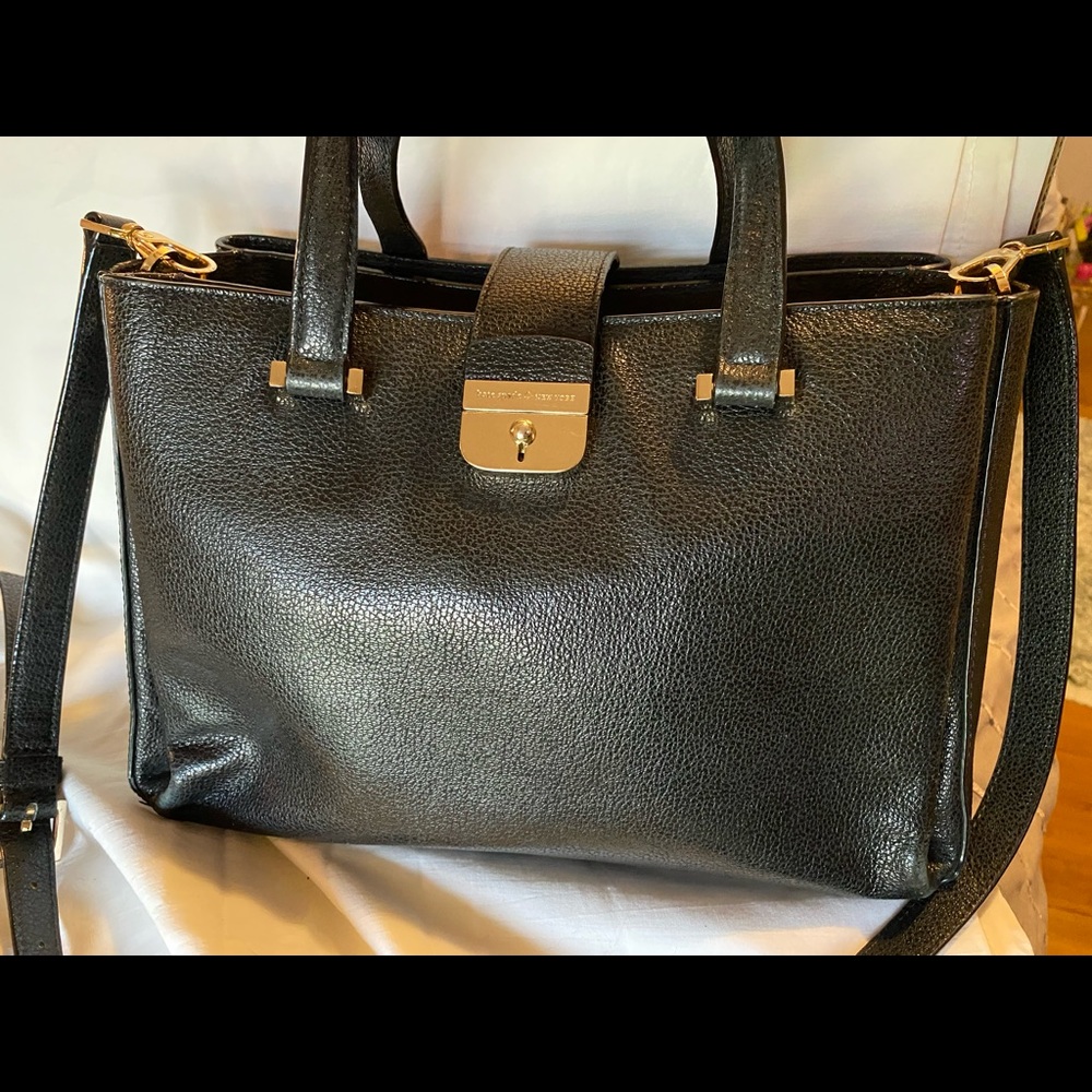 Kate Spade medium black pebbled leather satchel